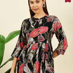 THE FAB FACTORY Women Pack Of 2 Floral Printed Peplum Top-picture-19