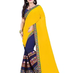 DIVASTRI Women Ethnic Motifs Embroidered Pure Georgette Saree-image-47
