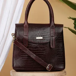 Teakwood Leathers Textured Leather Structured Handheld Bag-17