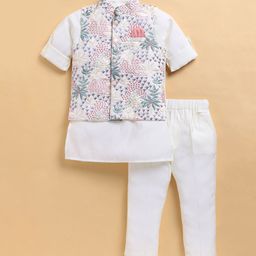 LITTLE COLLARS Boys Ethnic Motifs Embroidered Regular Thread Work Kurta with Pyjamas-image-18
