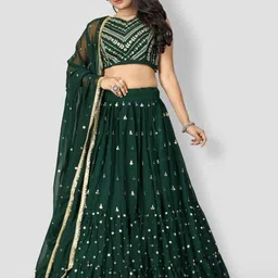 A TO Z CART Embroidered Georgette Sequinned Unstitched Lehenga & Blouse With Dupatta-picture-2