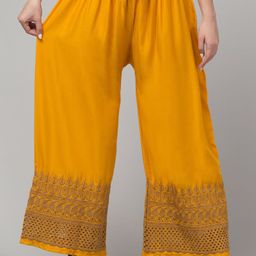 FAMBEE Women Embroidered Flared Knitted Palazzos-image-108