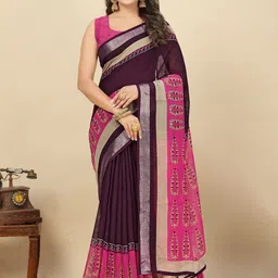 J 6 DESIGNER Ethnic Motifs Printed Zari Saree-picture-8