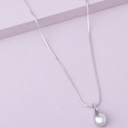 Kushal's Fashion Jewellery Rhodium-Plated Teardrop Shaped Pendant With Chain-17