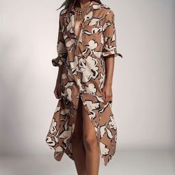 DressBerry Women Floral Printed Shirt Collar Casual Shirt Dress-image-52