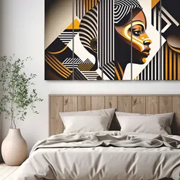 The Castle Decor Gold-Toned & White 5 Piece Wood Abstract Wall Paintings-image-49