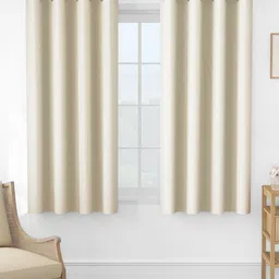 Story@home Cream-Coloured Set of 2 Room Darkening Window Curtain-image-20