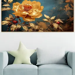 DEKORSTATION Yellow & Teal Floral & Botanical Printed Wooden Wall Art-image-73