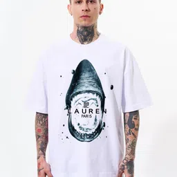 LAUREN ADAMS Graphic Printed Drop-Shoulder Sleeves Oversized Pure Cotton T-shirt-picture-43