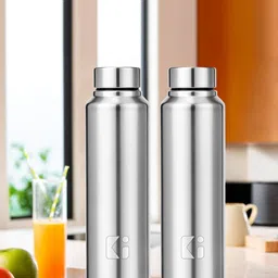 Kuber Industries Silver-Toned 2 Pieces Stainless Steel Water Bottle 1L-11