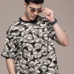 Moda Rapido Camouflage Printed Drop-Shoulder Sleeves Oversized T-shirt-picture-23