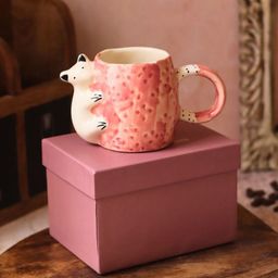 WEAVING HOMES Red & White Panda Printed Ceramic Glossy Mug With Gift Box-280 ml-27