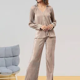 all about you Collared Neck Long Sleeves Shirt With Trousers Co-Ords-35