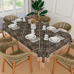 Aura Black Ethnic Printed Waterproof 6-Seater Rectangle 1.52 m x 2.3 m PVC Table Cover-15