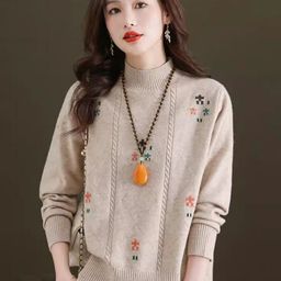 StyleCast Women High Neck Cashmere Pullover-picture-0