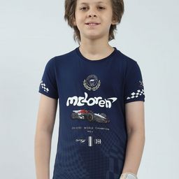 Monte Carlo Boys Conversational Printed Monochrome Raw Edge T-shirt-image-52