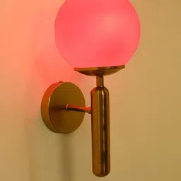 SOMIL Pink & Gold-Toned Glass Spherical Shaped Wall Lamp-image-89
