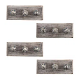 Indianshelf  4Pc Grey Printed Waterproof Wooden Hook-49