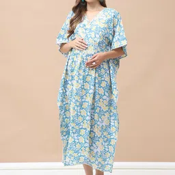 Secret Wish Women Floral Print Maternity Kaftan Midi Dress-image-56