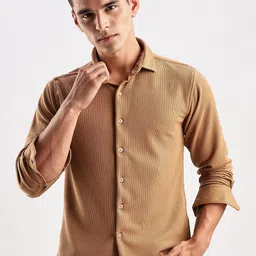 NEVER NEUD Men Standard Fit Spread Collar Textured Casual Shirt-image-18