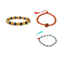 Divine souvenirs Unisex Set Of 3 Artificial Beaded Elasticated Bracelets image 1