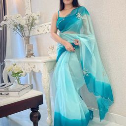 Anouk Floral Embroidered Organza Saree-image-35