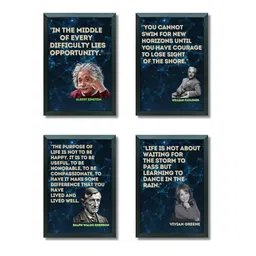 Aisha Decorz Black Set of 4 Motivational Art Printed Framed Wall Art-picture-3