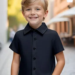BAESD Boys Pack of 2 Classic Fit Conversational Printed Spread Collar Cotton Casual Shirts-image-86