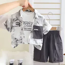 INCLUD Boys Printed Short Sleeves Shirt And T-shirt With Shorts-image-39