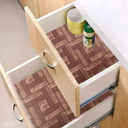 Kuber Industries Brown 2 Pieces Printed Shelf Liner-15