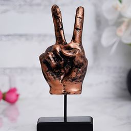 Webelkart Copper & Black Hand Gesture Decorative Victory Sign Showpiece-image-64