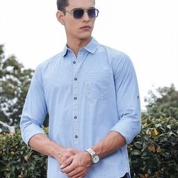Thomas Scott Classic Slim Fit Spread Collar Roll-Up Sleeves Pure Cotton Casual Shirt-picture-2