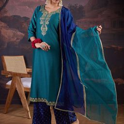 House of Pataudi Embroidered Kurta Set-picture-57
