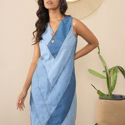 StyleStone Women Denim A-Line Dress-image-60