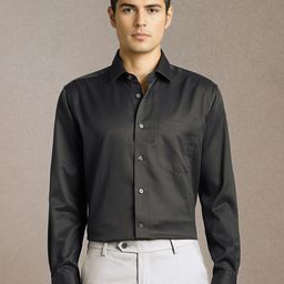 Luxure by Louis Philippe Spread Collar Slim Fit Pure Cotton Formal Shirt-picture-7