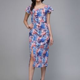 Fabway Clothing Women Floral Printed Crepe Bodycon Midi Dress-image-64