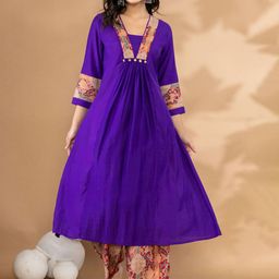 AUTUMN LANE Yoke Design V-Neck Kurta With Palazzo-image-92