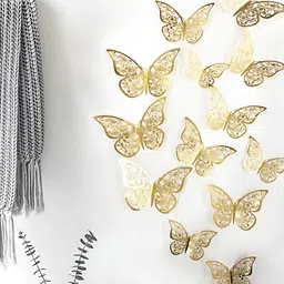 INDIAN ROYALS Yellow 3D Butterfly Self Adhesive Wall Sticker-image-30