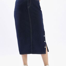 Hubberholme High-Rise Pure Cotton Washed Straight MidiSkirts-image-9