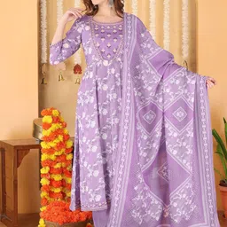 Anouk Women Floral Printed Anarkali Kurta with Trousers & Dupatta-54