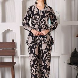 DARVI Printed Collor Neck Shirt With Trousers Co-Ords-image-21