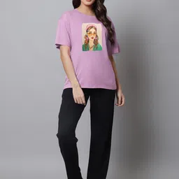 Kanvin Women Pure Cotton Graphic Printed Night suit-image-33