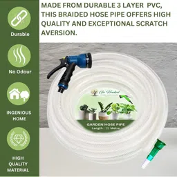 Go Hooked Pvc 15 Meter Hose Pipe with Hose Connector & 7 Pattern Sprayer Gun with 3 Clamps image 2
