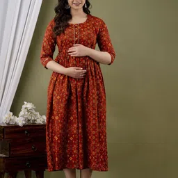 mad fury Floral Print Maternity Maxi Dress-image-81