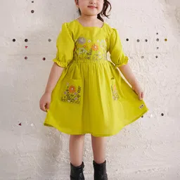 Sangria Girls Embroidered Fit & Flare Midi Dress-image-61