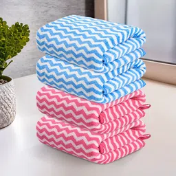 Kuber Industries Blue & Pink 4 Pcs Printed Microfiber 280 GSM Ultra Absorbent Face Towels-image-75