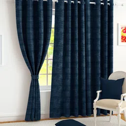 Story@home Blue & Beige Set of 2 Black Out Door Curtain-31