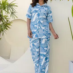 GULABOSITABO Printed Shirt Collar Shirt With Trousers Co-Ords Set-picture-39