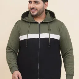 John Pride Men Colourblocked Hooded Pure Cotton Sweatshirt-image-49