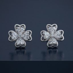 Kushal's Fashion Jewellery 92.5 Sterling Silver Rhodium-Plated Stone Studded Studs-16